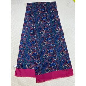 Roger Laurent Paisly Scarf Fringe Retro | Rectangle | Navy Red Green | 54"L 11"W